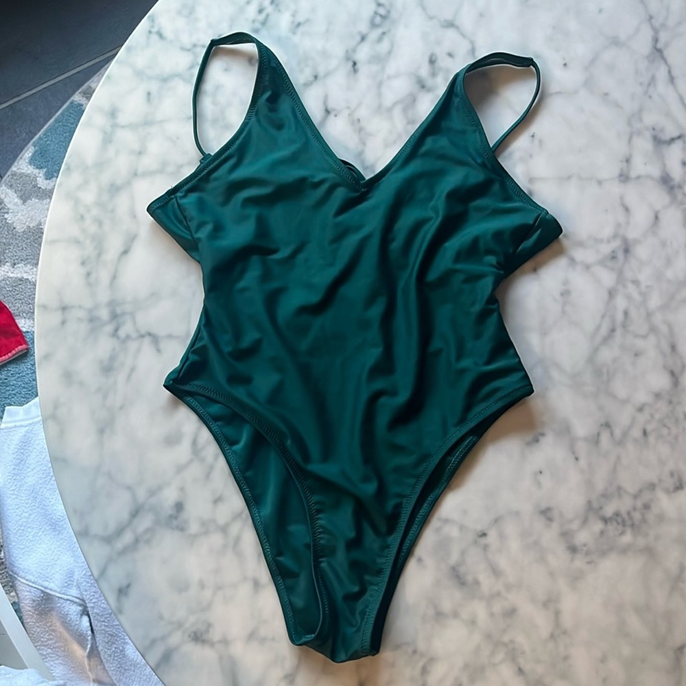 SHEIN teal turquoise forest green one-piece bodysuit swimsuit Womens Size Small